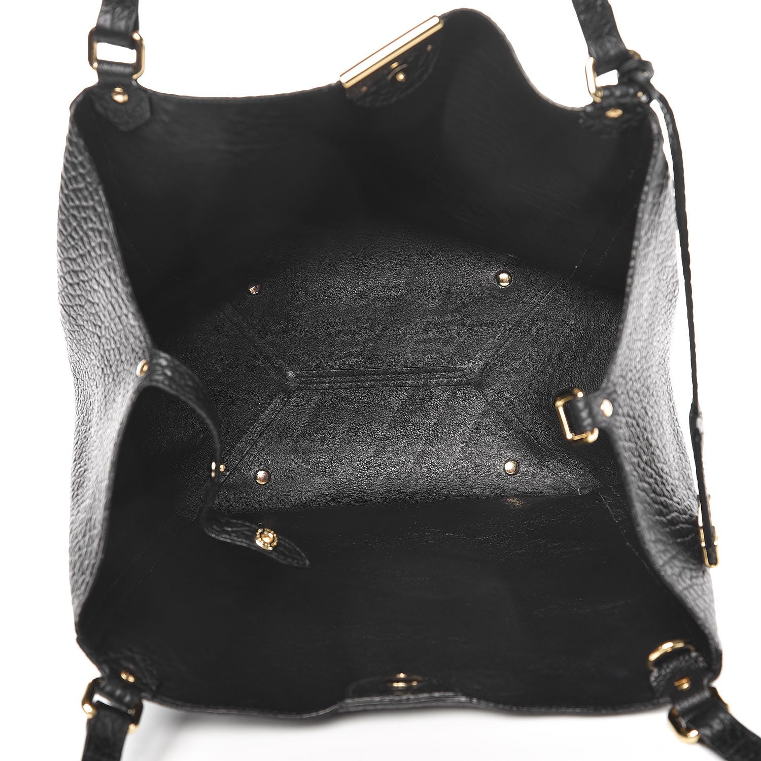 Burberry Signature Grain Calfskin Check Embossed Small Canterbury Tote Black 6 of 11