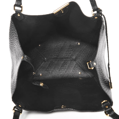 Burberry Signature Grain Calfskin Check Embossed Small Canterbury Tote Black 6 of 11
