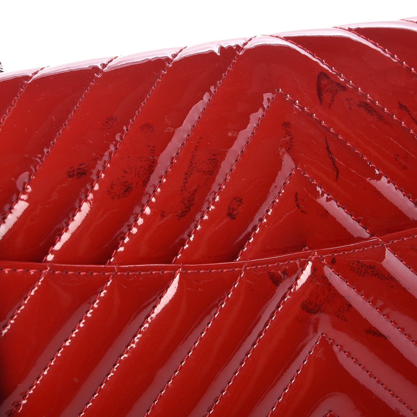 Patent Chevron Quilted Maxi Single Flap Red