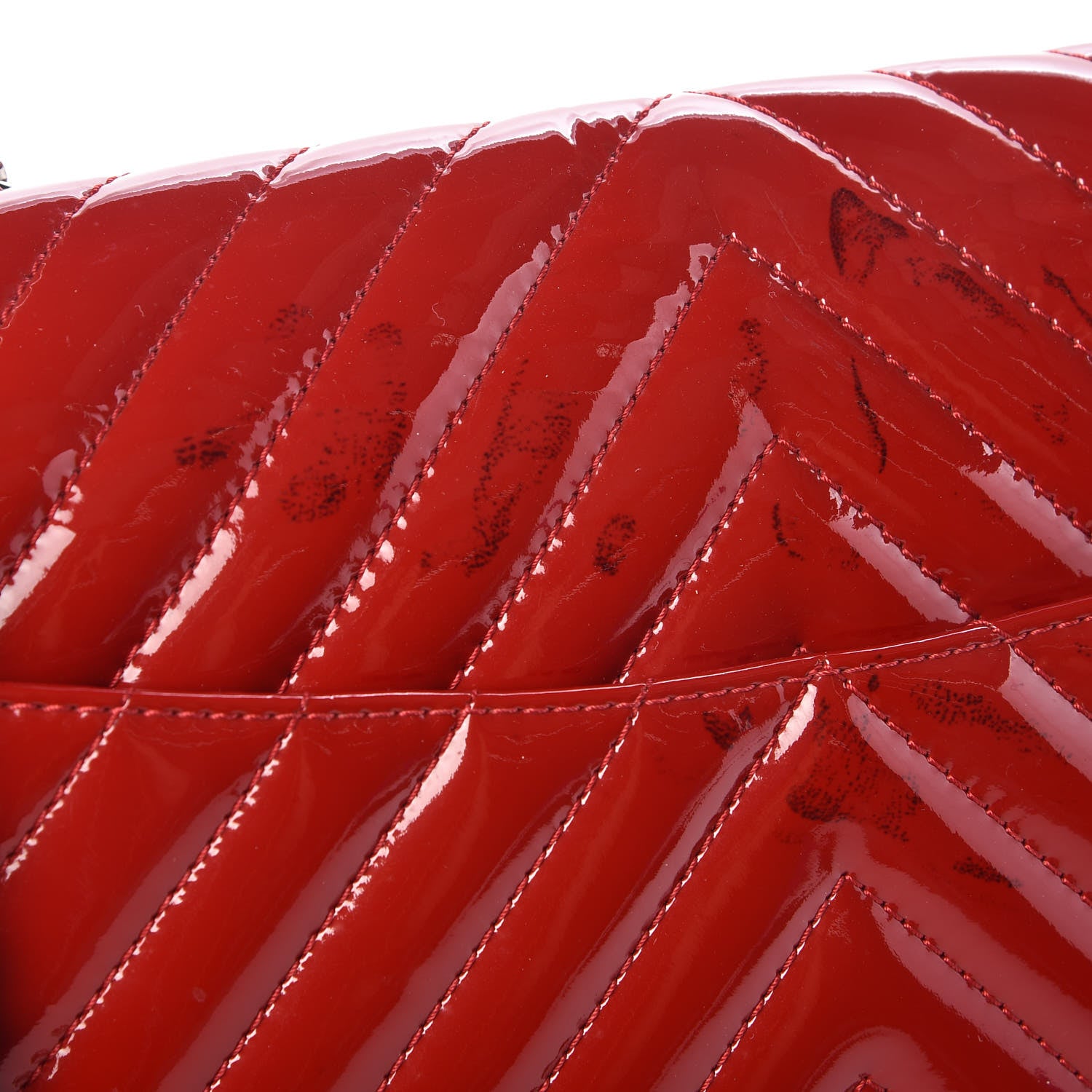 Chanel Patent Chevron Quilted Maxi Single Flap Red 10 of 15