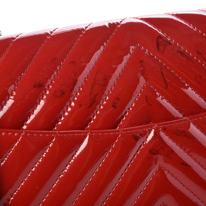 Chanel Patent Chevron Quilted Maxi Single Flap Red 10 of 15