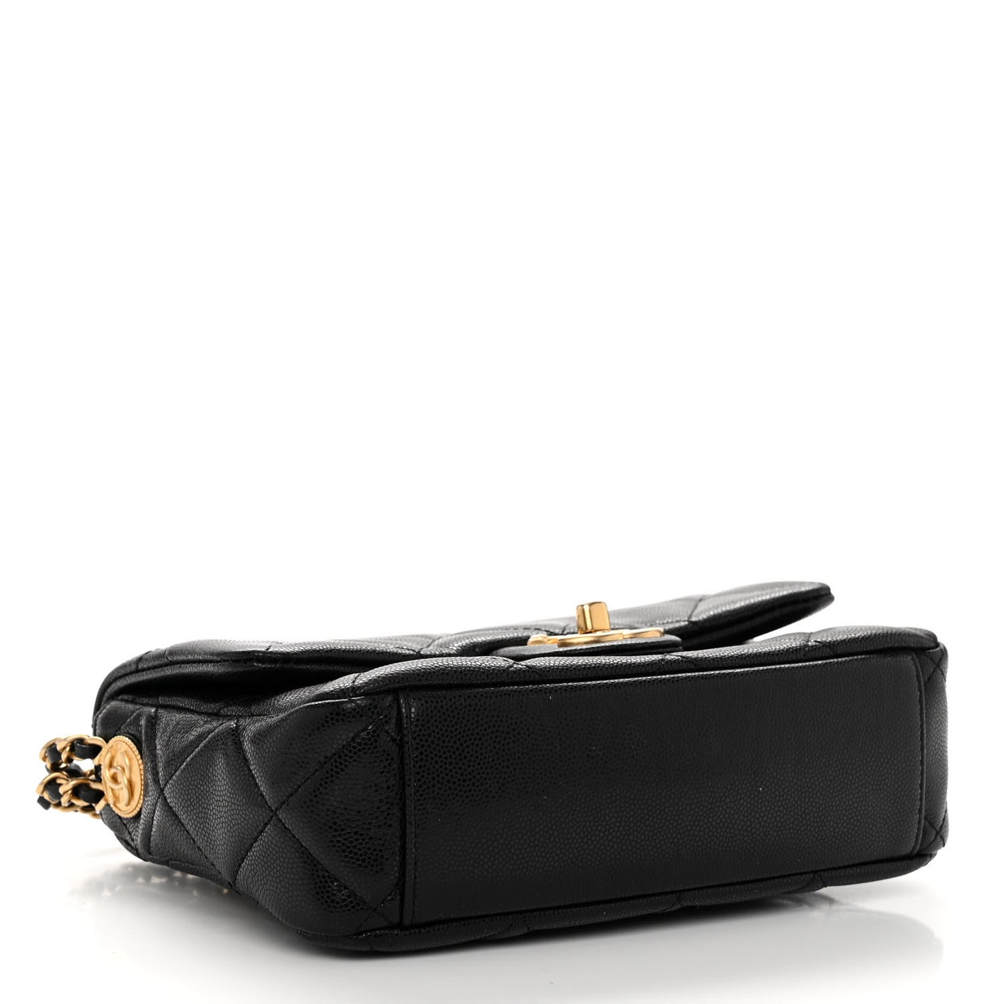 Caviar Quilted Small Twist Your Buttons Flap Black