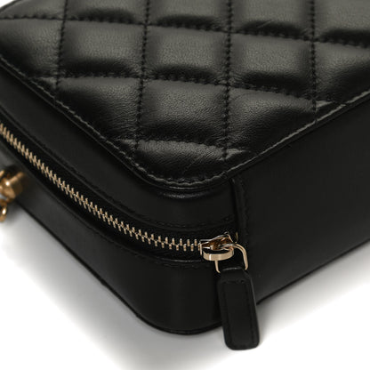Chanel Lambskin Quilted CC Pearl Crush Camera Case Black 12 of 13