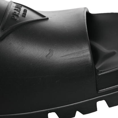 Prada EVA Rubber Triangle Logo Embossed Womens Lug Sole 20mm Slide Sandals 38 Black 9 of 11