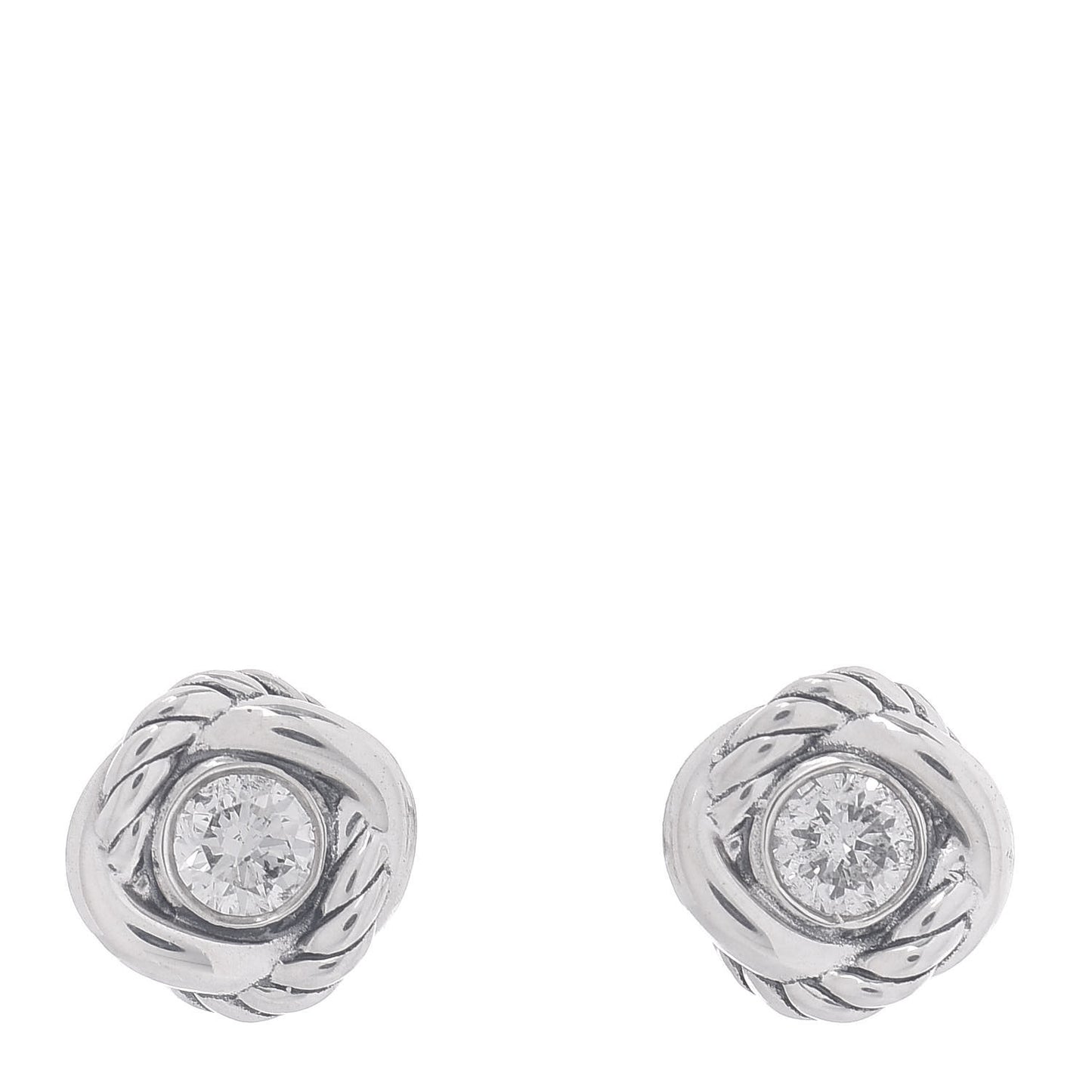 Sterling Silver Diamond 7mm Infinity Stud Earrings