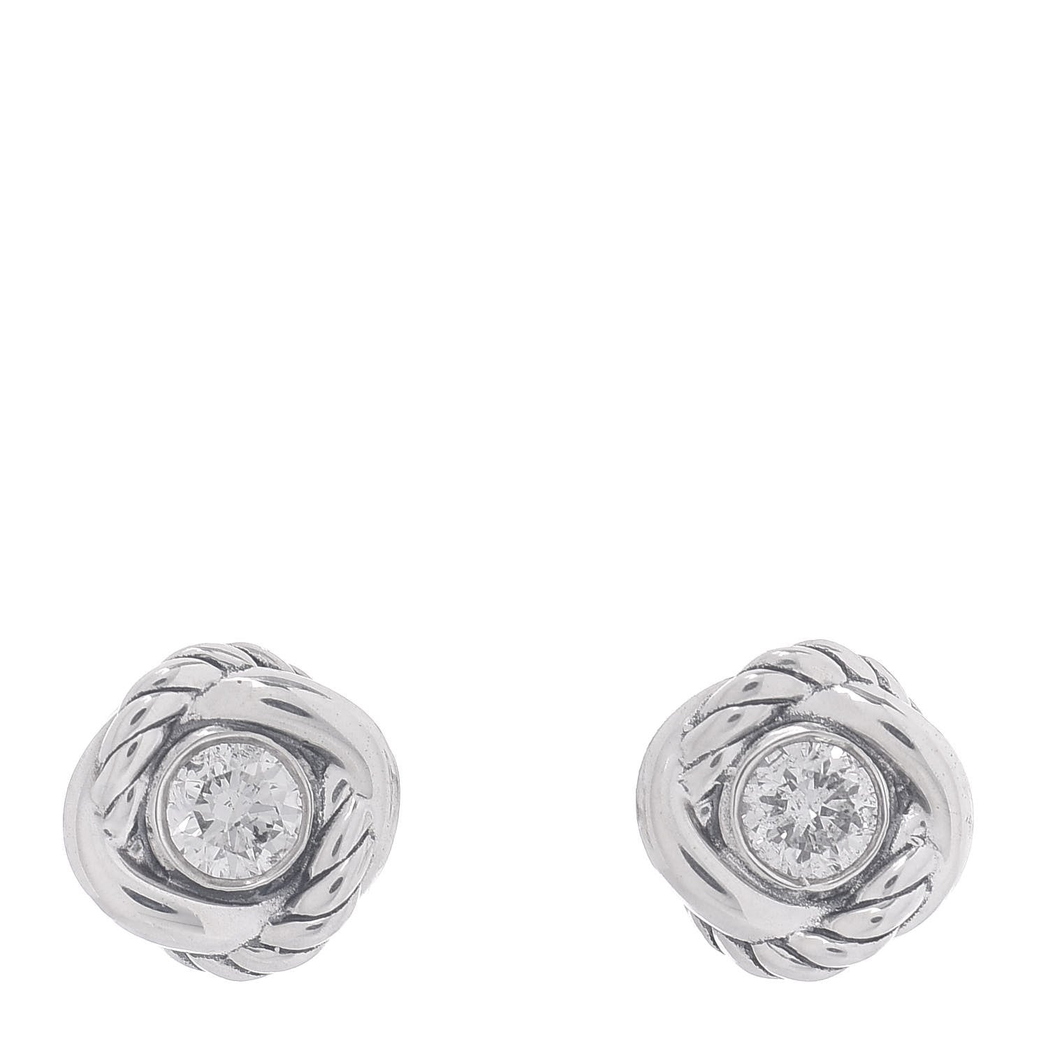 David Yurman Sterling Silver Diamond 7mm Infinity Stud Earrings 1 of 4