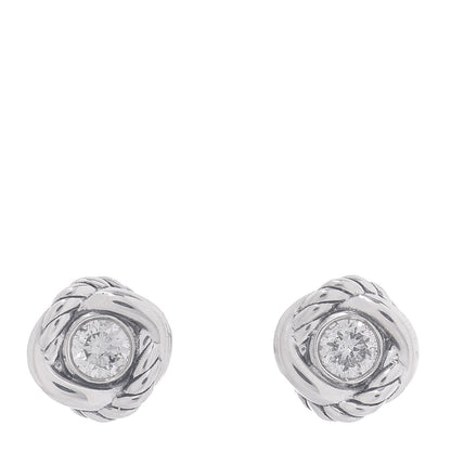 David Yurman Sterling Silver Diamond 7mm Infinity Stud Earrings 1 of 4