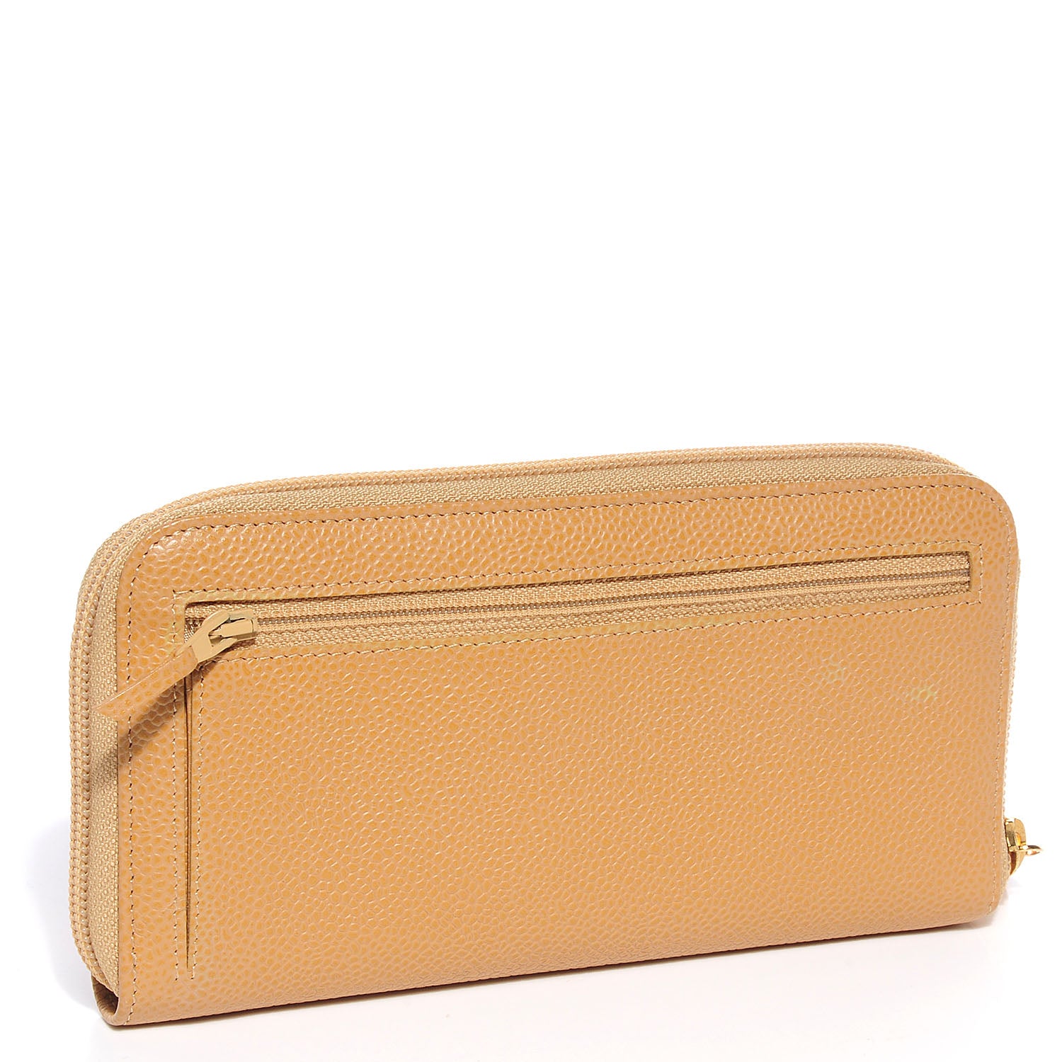 Chanel Caviar CC Large Zip Around Wallet Beige 3 of 8