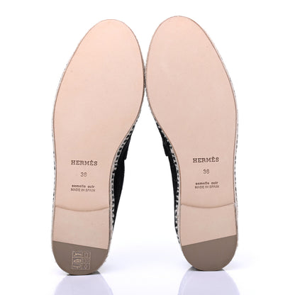 Hermes Suede Calfskin Womens Trip Espadrilles 36 Black 5 of 8