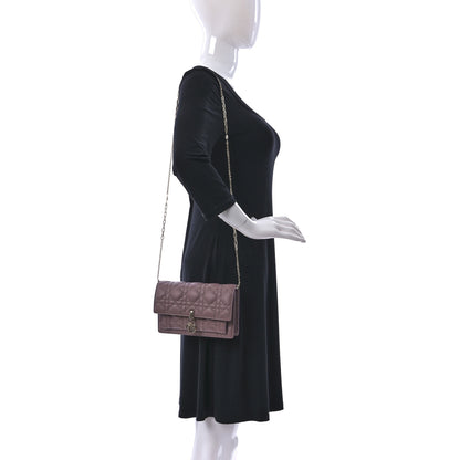 Christian Dior Lambskin Cannage Lady Dior Chain Pouch Purple 2 of 9