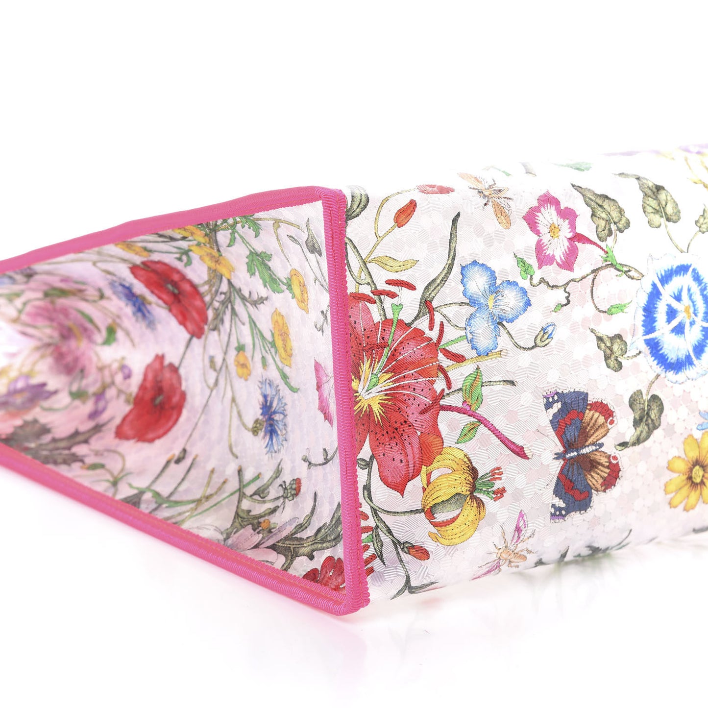 Calfskin Textured Vinyl Print Flora Tote Fluorescent Fuchsia