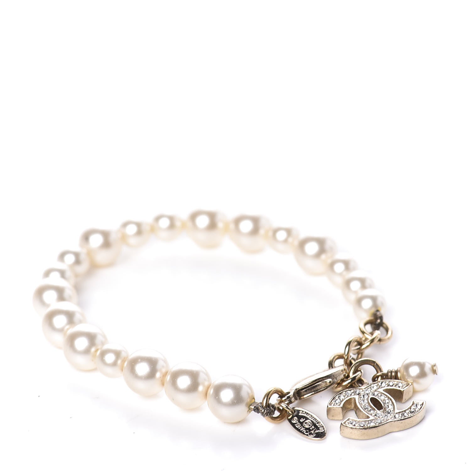 Chanel Pearl Crystal CC Bracelet Gold 1 of 5