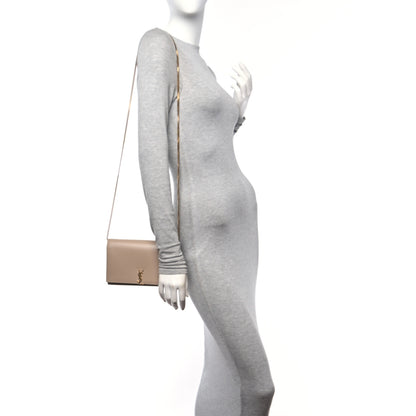 Saint Laurent Glossy Calfskin Monogram Chain Wallet Dark Beige 2 of 10
