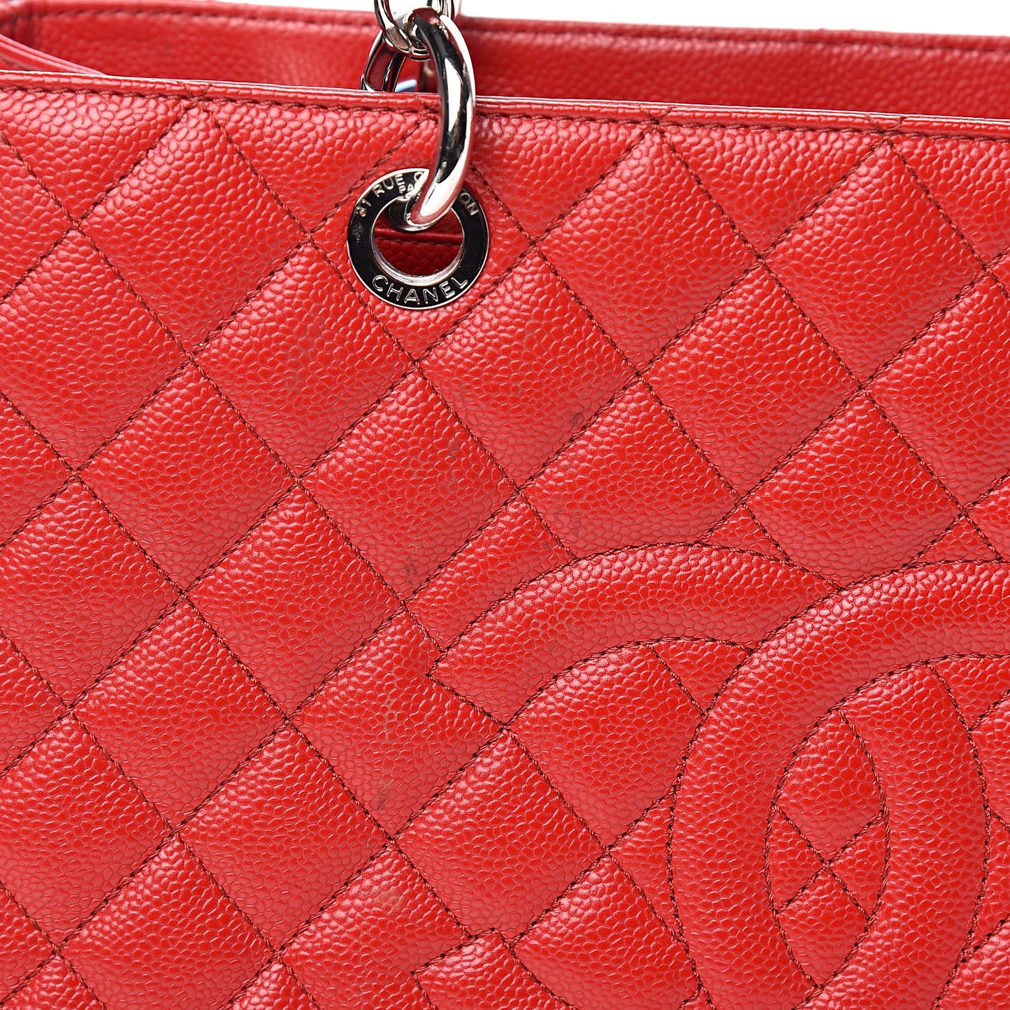 Caviar Quilted Grand Shopping Tote GST Red