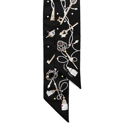 Hermes Silk Les Cles A Pois Twilly Black Beige Rose Multicolor 2 of 5