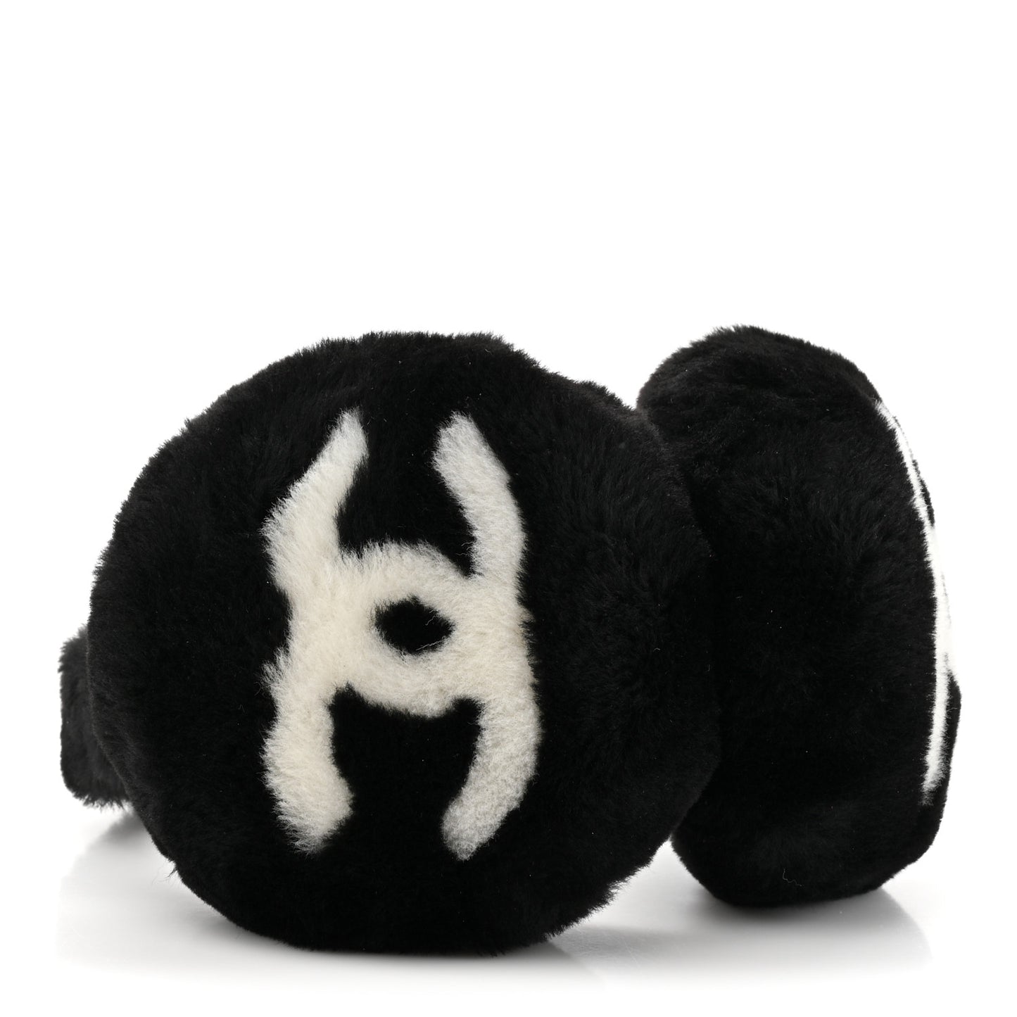 Shearling CC Ear Muffs Black White