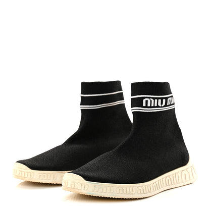 Miu Miu Technical Fabric Womens Sock Sneakers 40 Black 4 of 9