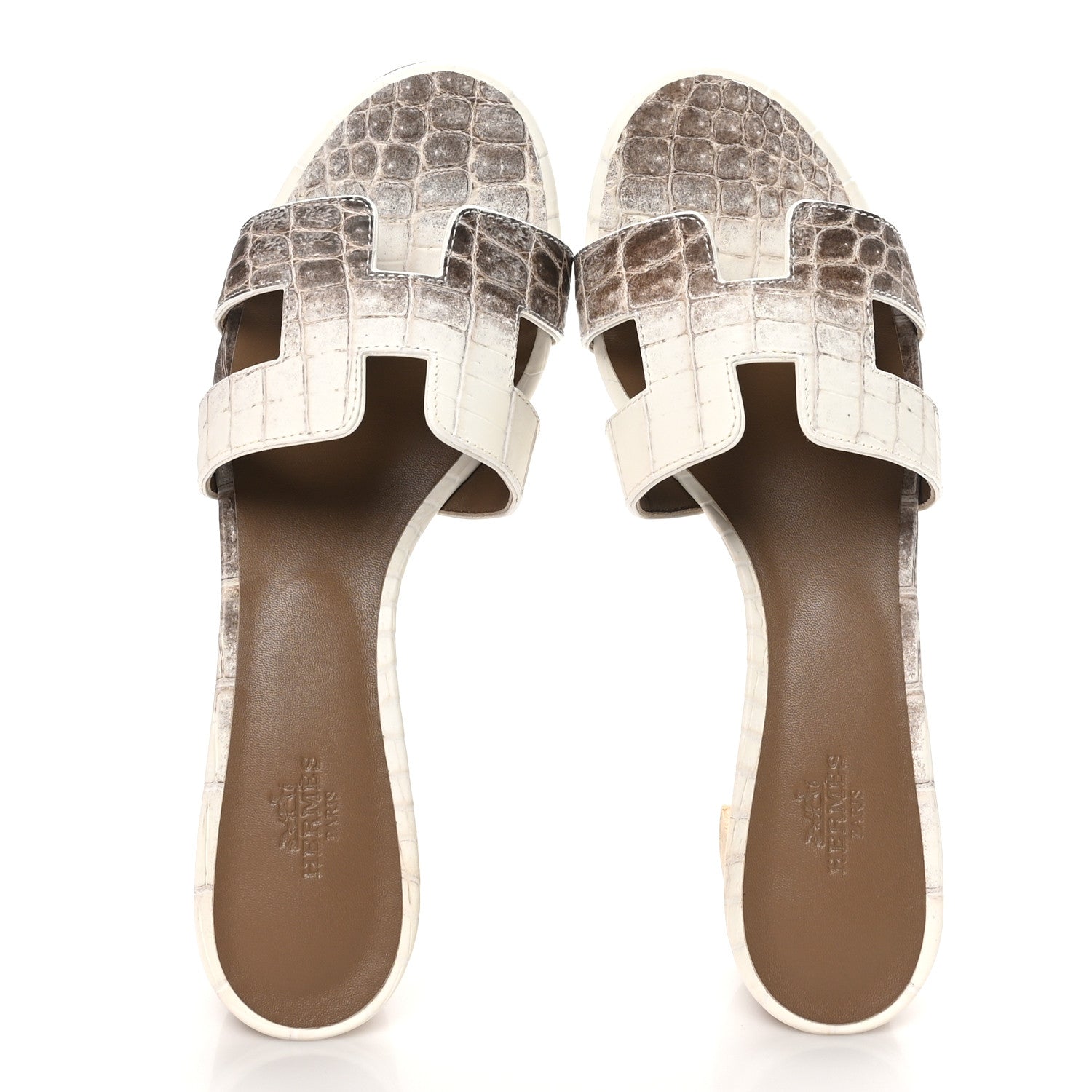Hermes Matte Niloticus Crocodile Himalaya Oasis Sandals 38.5 White 2 of 10