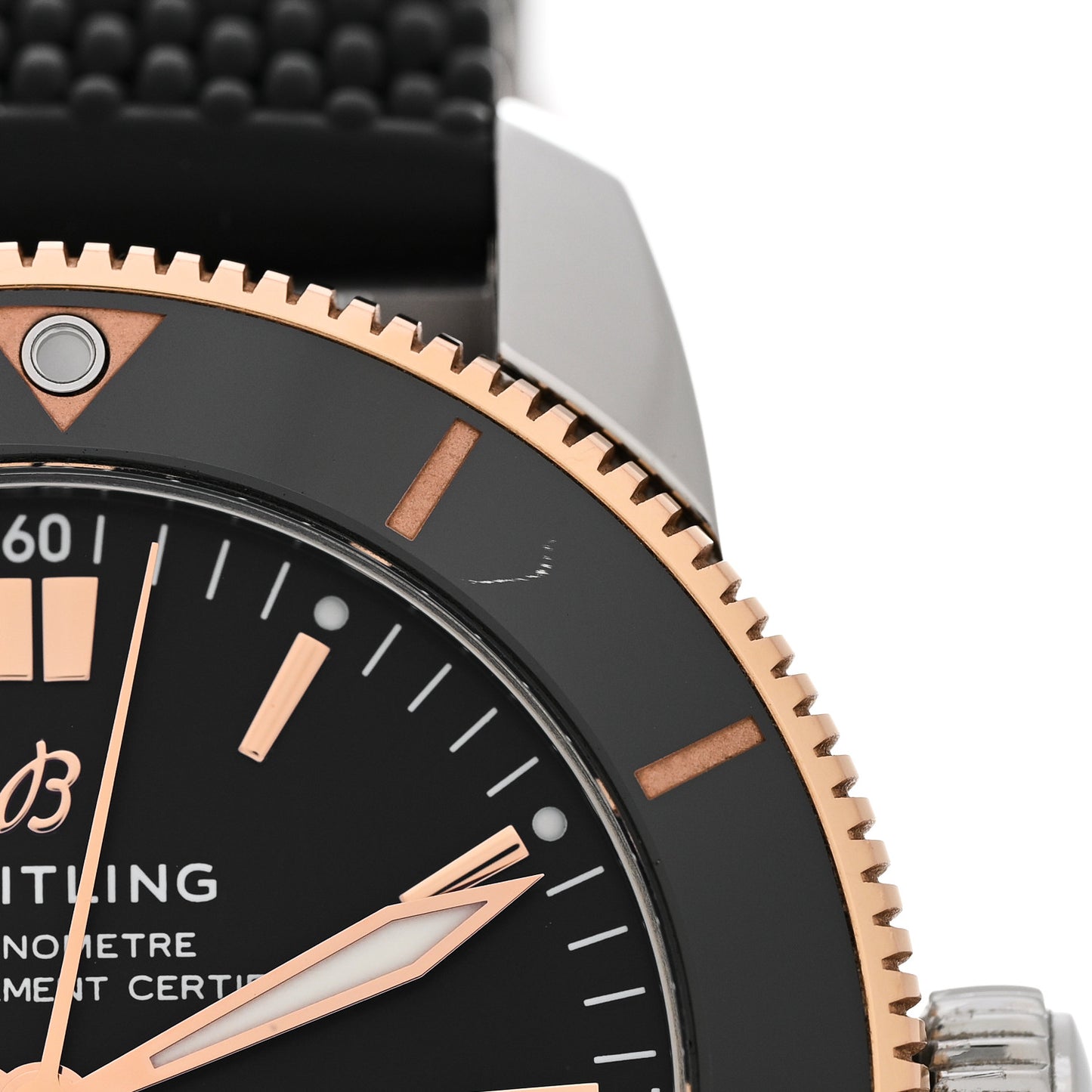 Stainless Steel 18K Rose Gold Rubber 42mm Superocean Heritage II B20 Automatic Watch Black UB2010