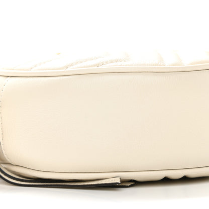 Gucci Calfskin Matelasse Mini GG Marmont Round Shoulder Bag White 11 of 12