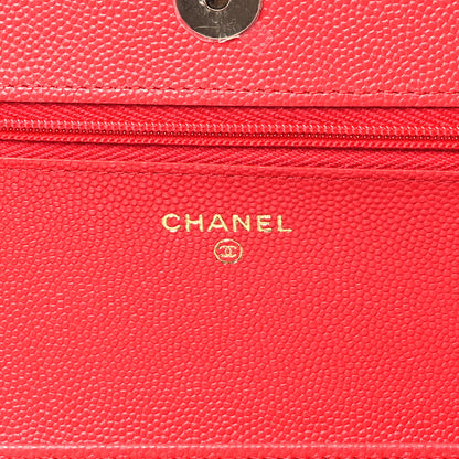 Chanel Caviar Quilted Wallet on Chain WOC Red 6 of 12