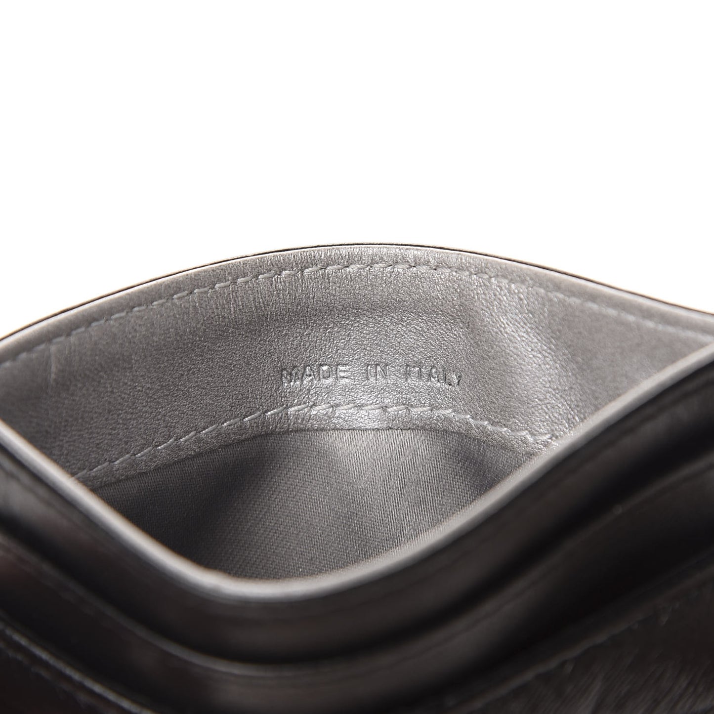 Lambskin Camellia Embossed Card Holder Black