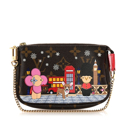 Louis Vuitton Monogram 2021 Christmas Animation London Mini Pochette Accessories Red 1 of 7