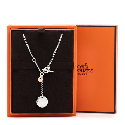 Hermes Sterling Silver 18K Rose Gold PM Ex-Libris Pendant Necklace 5 of 5