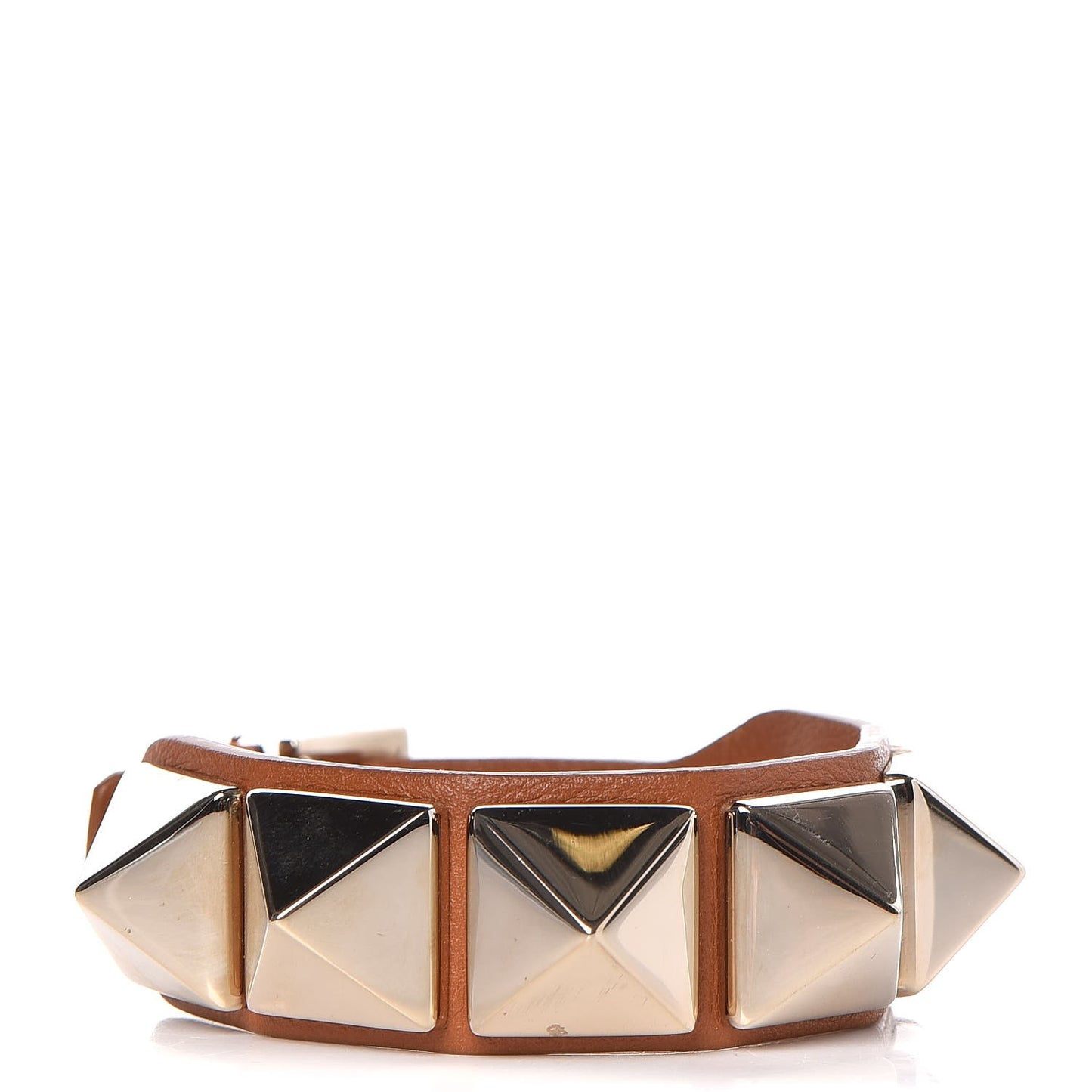Calfskin Macro Rockstud Bracelet Camel