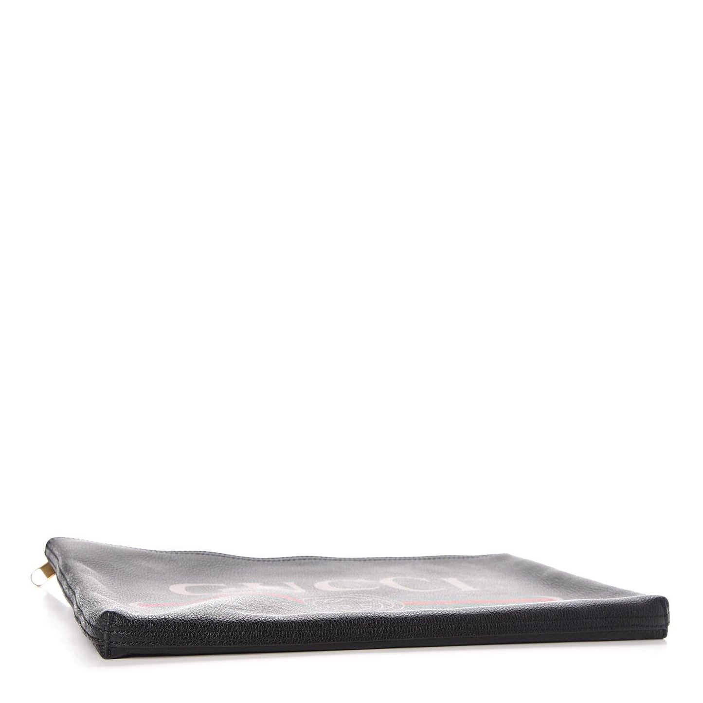 Pebbled Calfskin Large Logo Portfolio Clutch Black