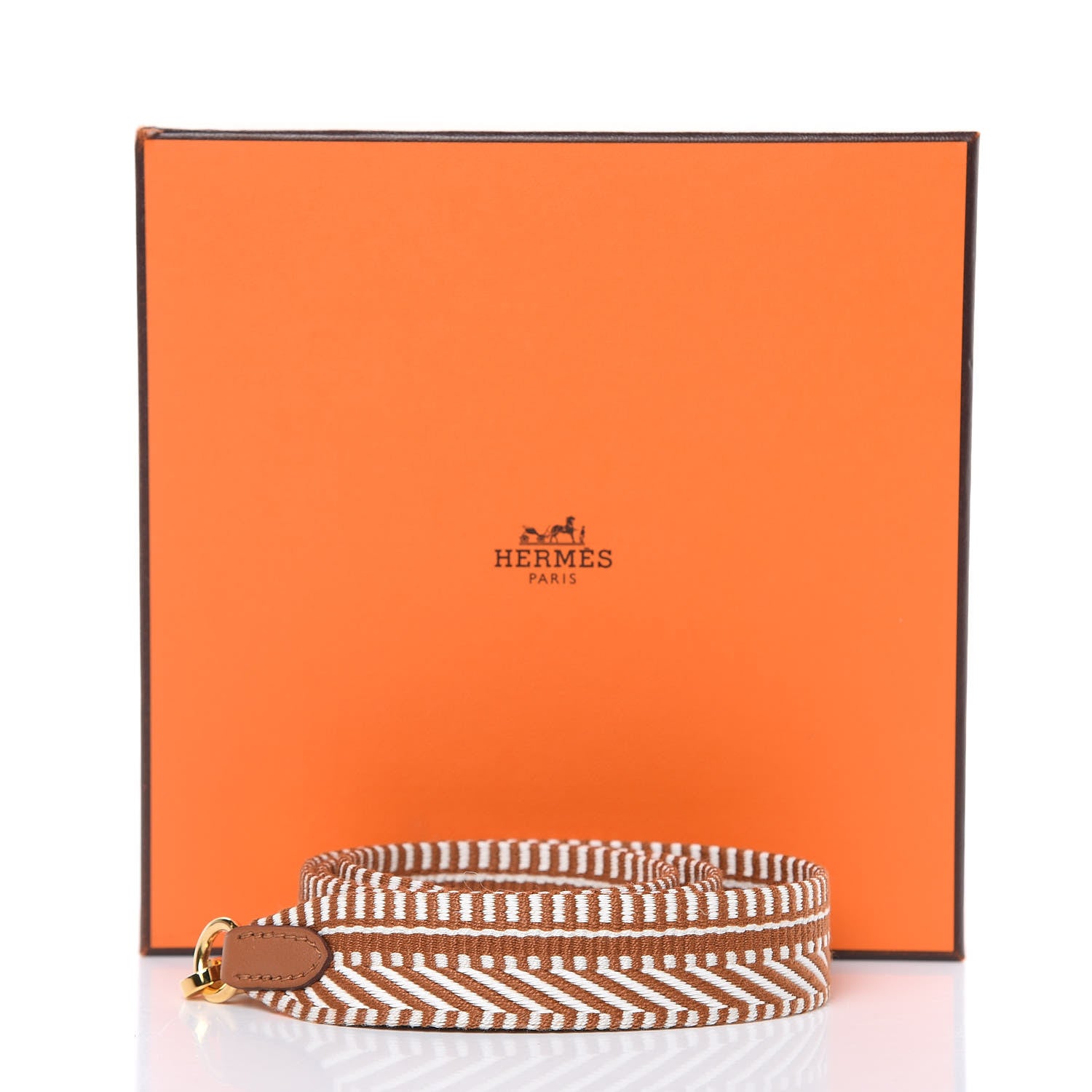 Hermes Toile Swift 25mm Sangle Cavale Shoulder Strap Ecru Beige Gold 4 of 5