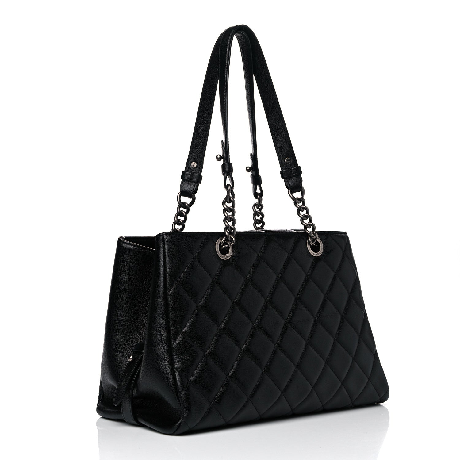 Chanel Goatskin Quilted Large City Rock Shopping Bag Black 7 of 30
