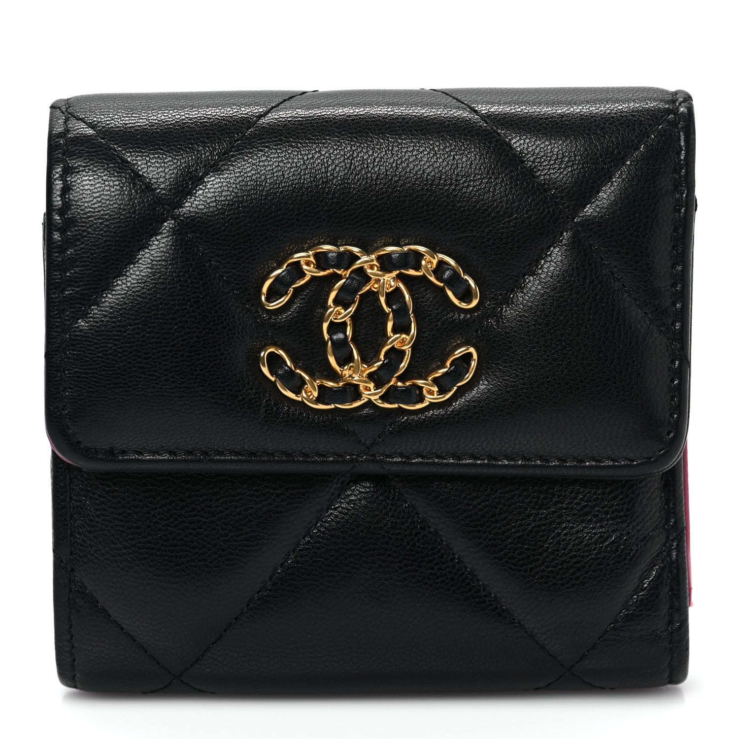Chanel Lambskin Quilted Chanel 19 Small Flap Wallet Black 1 of 7