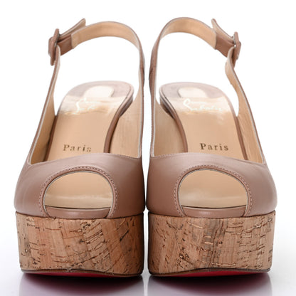 Christian Louboutin Calfskin Cork Dona Anna 120 Wedges 39 Nude Natural 2 of 4