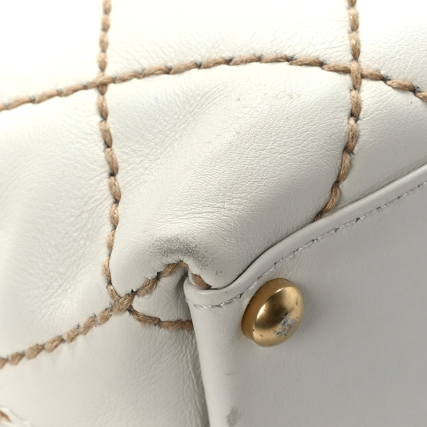 Calfskin Wild Stitch Tote White