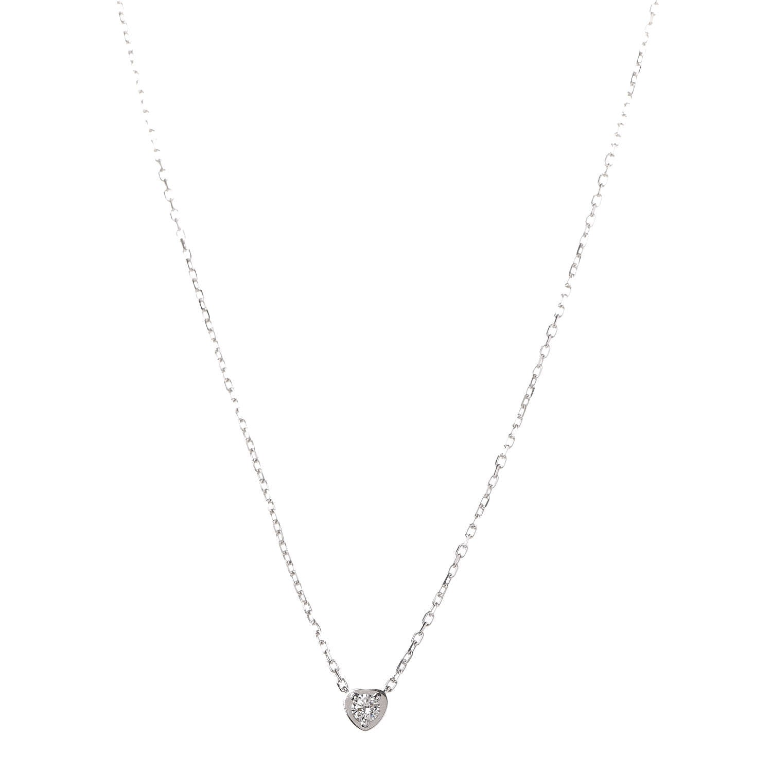 Cartier 18K White Gold Diamond D'Amour Heart Pendant Necklace 1 of 7