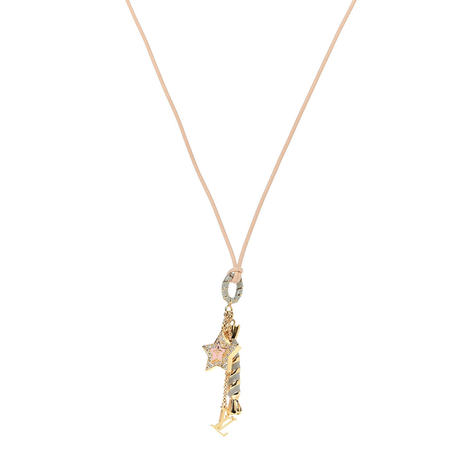 Crystal Enamel Candy Star Charm Necklace Gold Multicolor