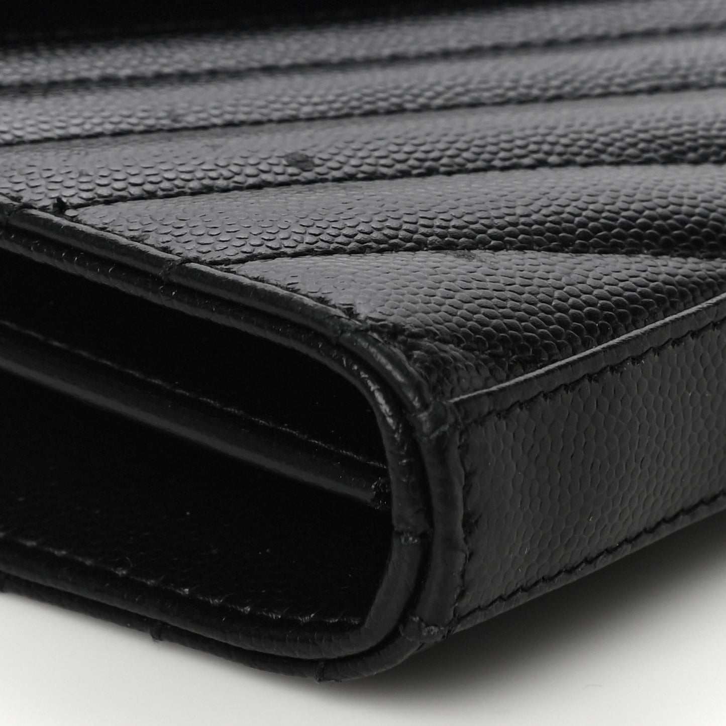 Grain De Poudre Matelasse Chevron Monogram Chain Wallet Black