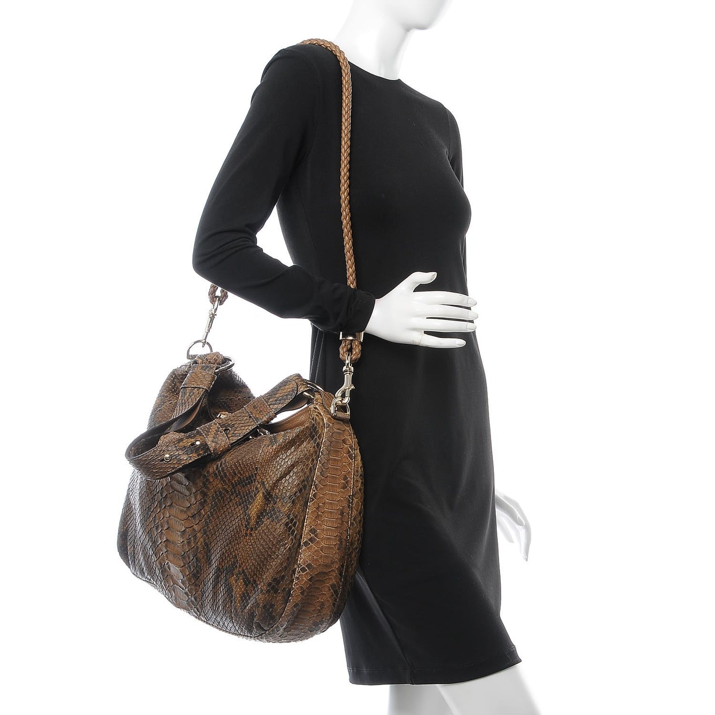 Python Medium G Wave Shoulder Bag Caramel