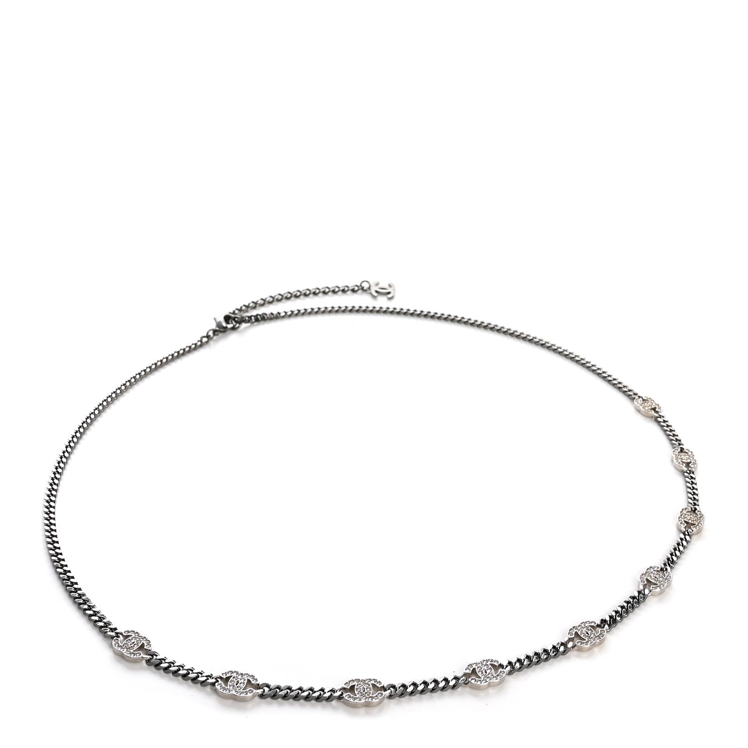 Chanel Ruthenium Crystal CC Chain Links Belt Silver 1 of 4
