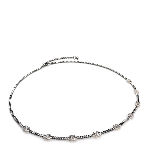 Chanel 2006 CC Baguette Crystals Ruthenium (Gun Metal) Chain Link Belt Silver Chanel 2006 CC Baguette Crystals Ruthenium (Gun Metal) Chain  main image 3