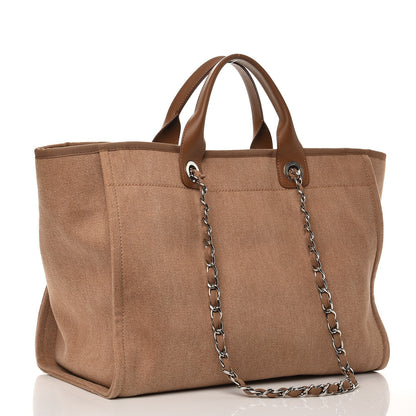 Chanel Canvas Sequin Large Deauville Tote Camel 4 of 9
