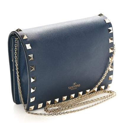 Valentino Garavani Calfskin Rockstud Wallet on Chain Marine 3 of 11
