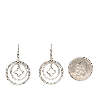 David Yurman Sterling Silver Diamond Quatrefoil Mobile Circle Earrings 2 of 4