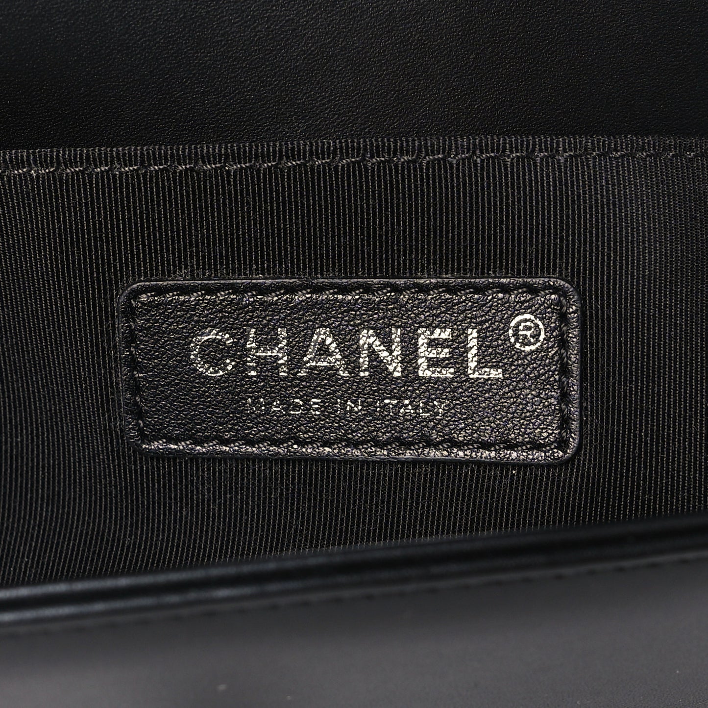 Calfskin Painted Chevron Embossed Small Boy Flap Black