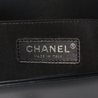 Chanel Calfskin Painted Chevron Embossed Small Boy Flap Black 6 of 9