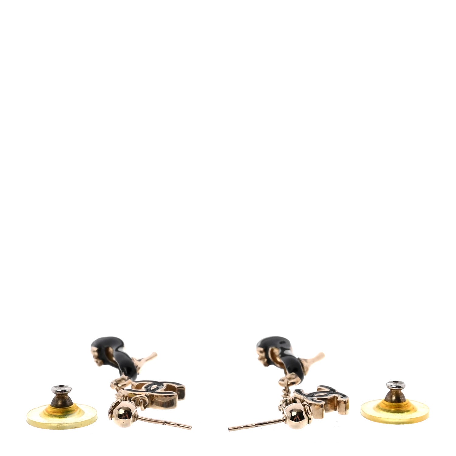 Chanel Enamel CC Heels Charm Earrings Black Gold 4 of 5