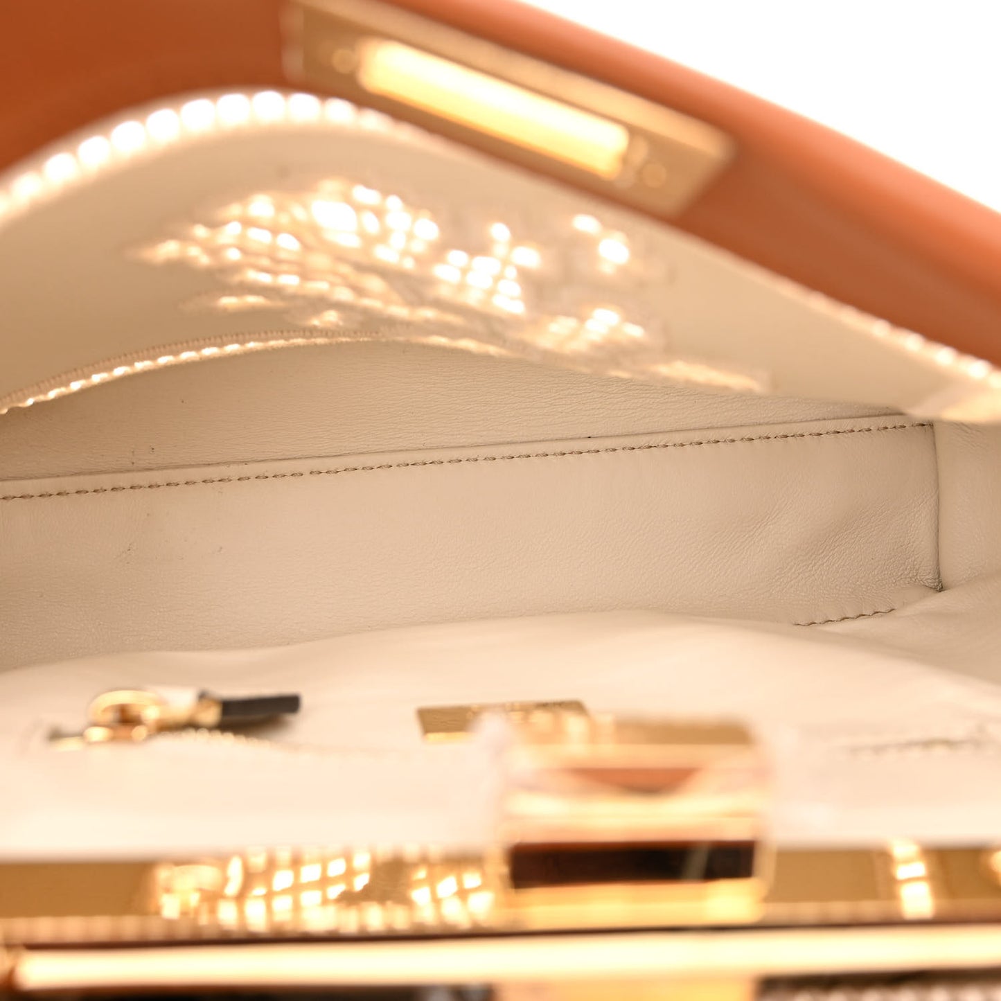 Calfskin Floral Ajour Embroidered Mini Peekaboo Iconic Satchel Brandy Garza