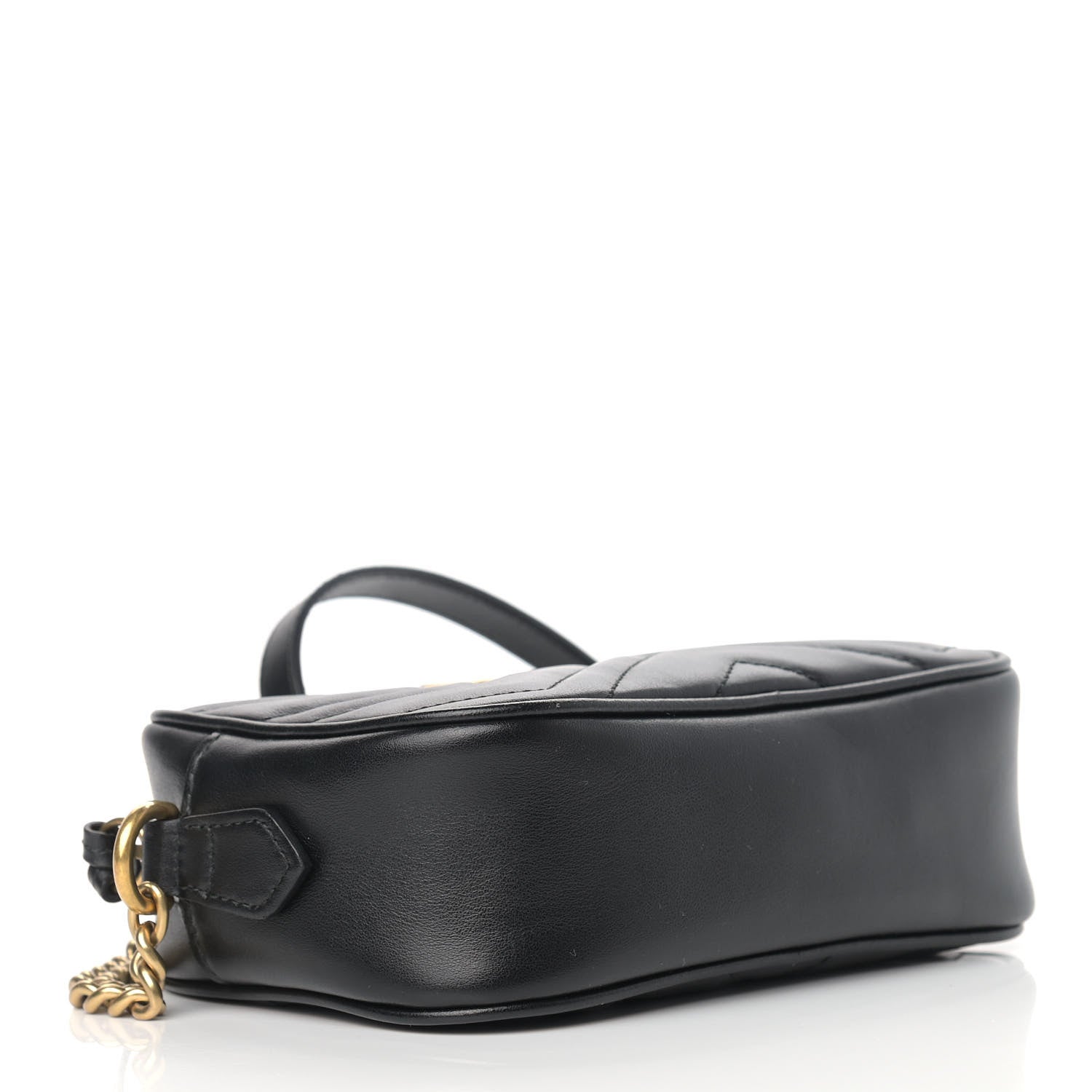 Gucci Calfskin Matelasse Mini GG Marmont Chain Shoulder Bag Black 4 of 11