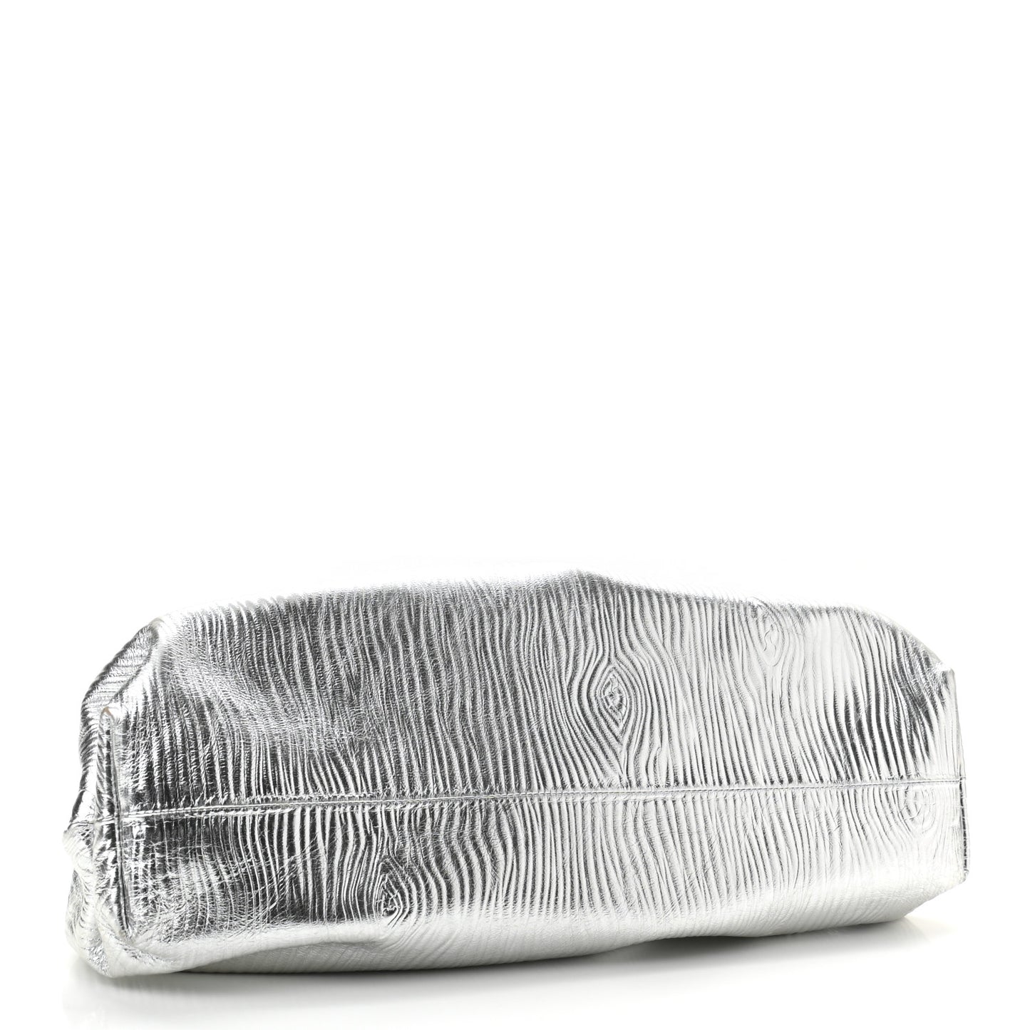 Metallic Bark Calfskin Embossed The Pouch Oversized Clutch Silver